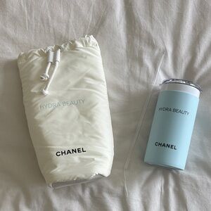 CHANEL Hydra Beauty water bottle with straw and insulated travel pouch